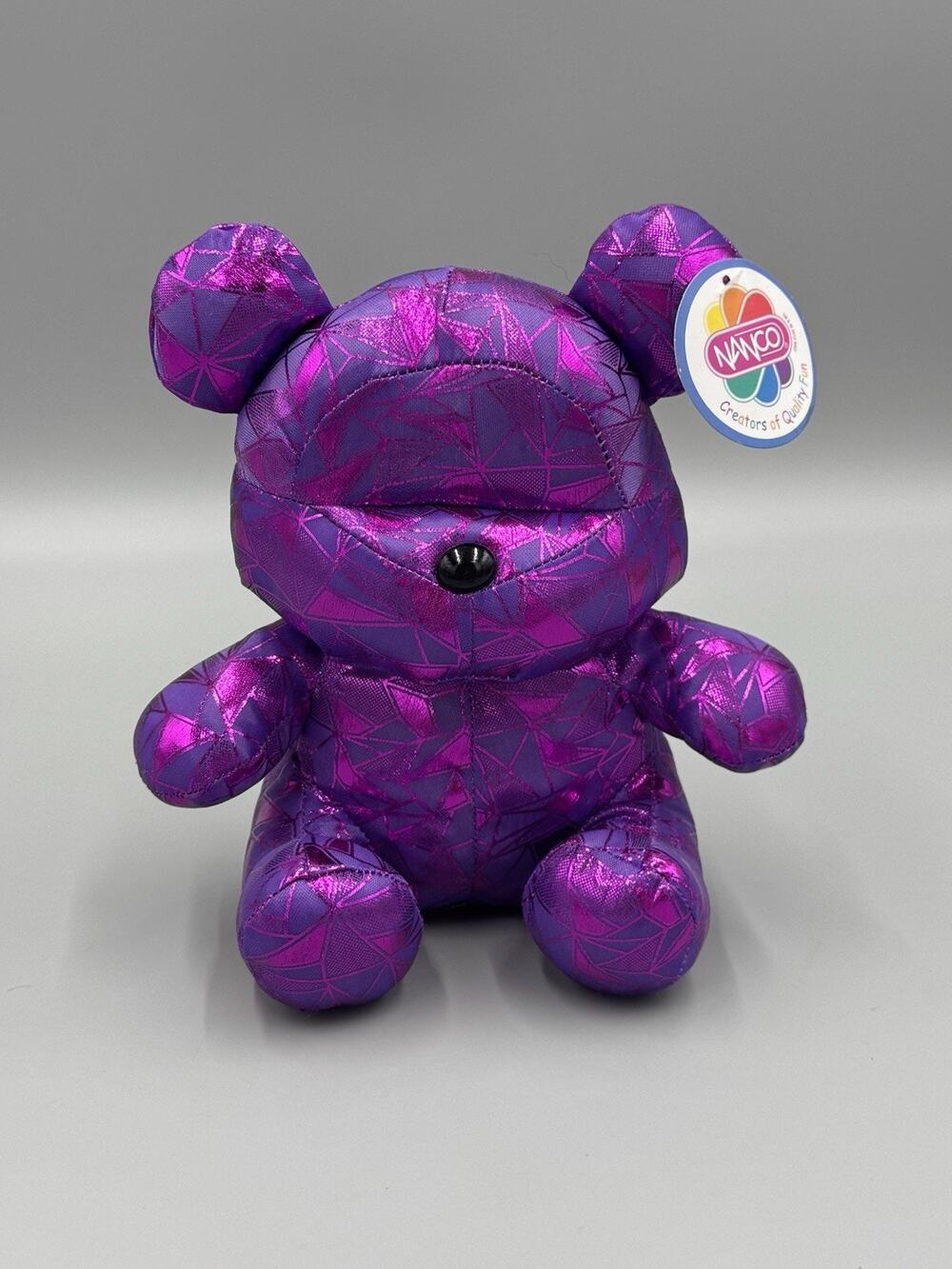 Nanco Geo Bear Purple Metallic Teddy Plush 8” Stuffed Animal No Eyes